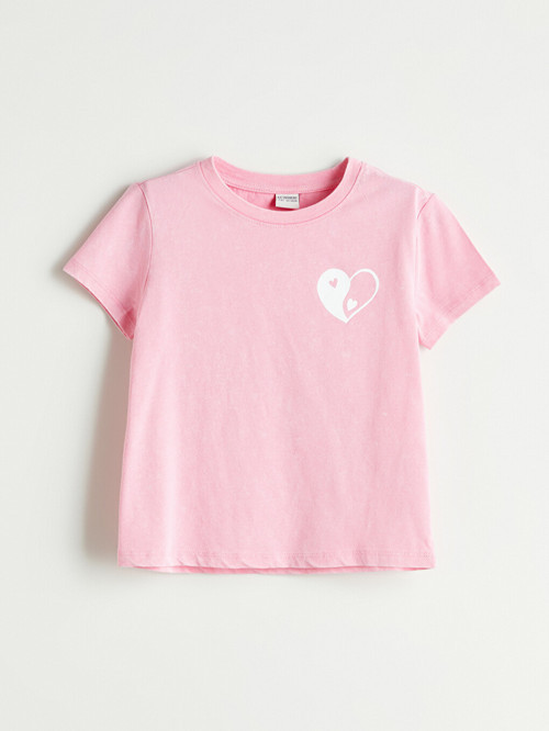 LCW Kids Pembe Bisiklet Yaka Kız Çocuk Tişört