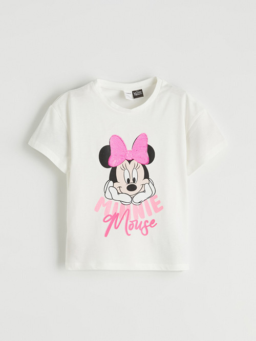 LCW Kids Beyaz Kız Çocuk Minnie Mouse Baskılı Tişört