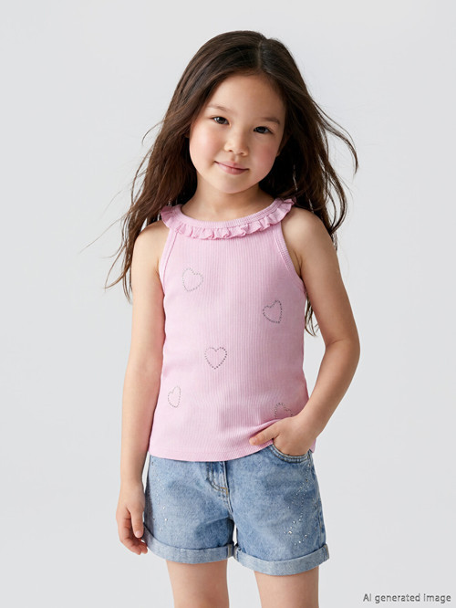 LCW Kids Lila Halter Yaka Baskılı Kız Çocuk Atlet