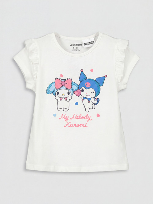 LCW Kids Beyaz Hello Kitty ve Arkadaşları Baskılı Kız Çocuk Tişört