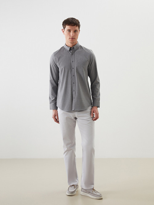 LCWAIKIKI Classic Gri Standart Kalıp Gabardin Erkek Chino Pantolon