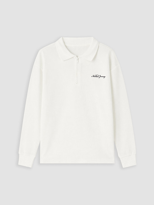 LCW Kids Beyaz Polo Yaka Nakışlı Erkek Çocuk Tişört