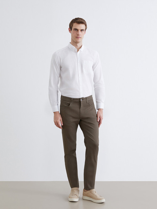 LCWAIKIKI Classic Kahverengi Slim Fit Gabardin Erkek Chino Pantolon