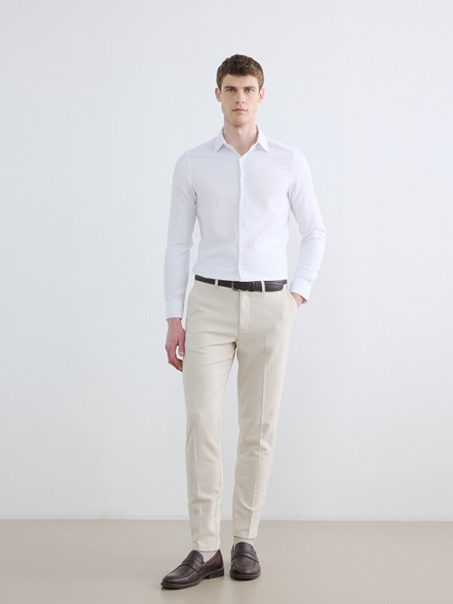 LCW BUSINESS Bej Slim Fit Dokulu Erkek Kumaş Pantolon