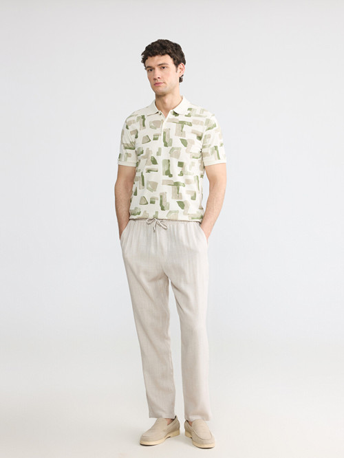LCW Vision Bej Regular Fit Keten Karışımlı Erkek Pantolon