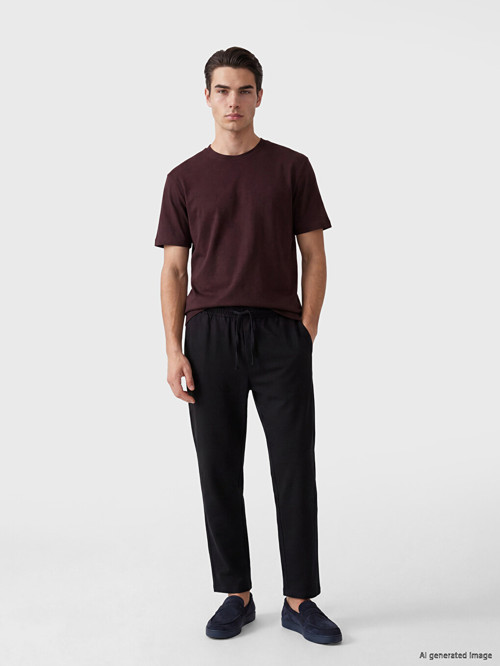 LCW Vision Siyah Regular Fit Erkek Keten Görünümlü Pantolon
