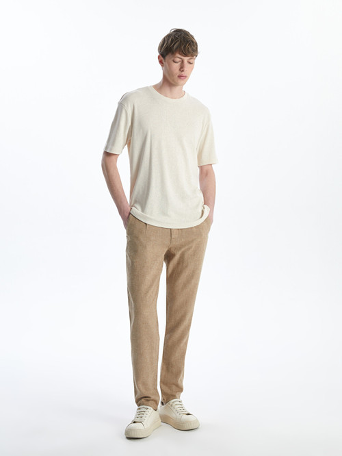 LCW Vision Kahverengi Slim Fit Keten Karışımlı Erkek Pantolon