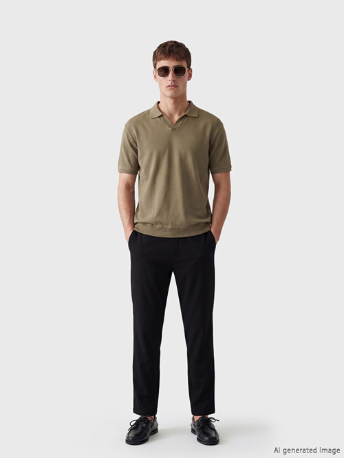 LCW Vision Siyah Regular Fit Keten Görünümlü Erkek Pantolon