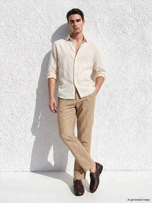 LCWAIKIKI Classic Bej Regular Fit Keten Karışımlı Erkek Chino Pantolon