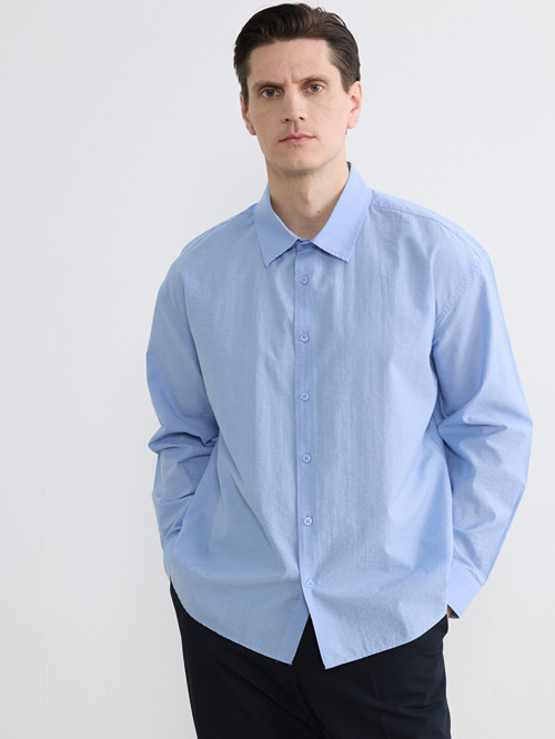 LCW Vision Mavi Regular Fit Poplin Erkek Gömlek