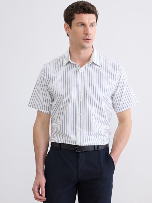 LCW BUSINESS Beyaz Regular Fit Çizgili Erkek Gömlek
