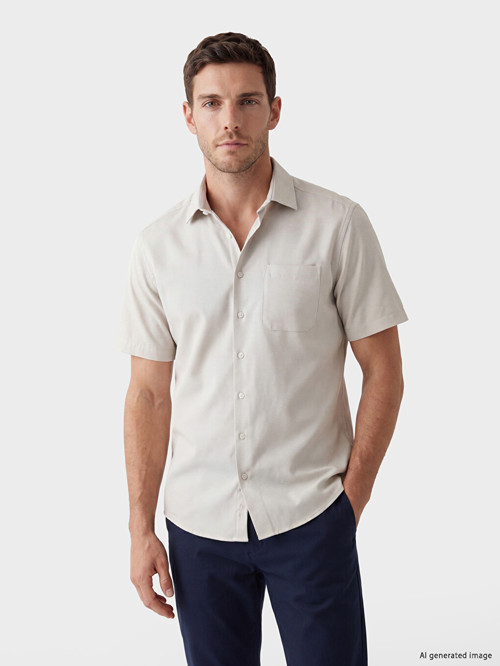 LCW BUSINESS Bej Regular Fit Desenli Erkek Gömlek