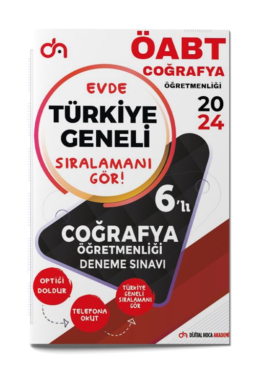 Dijital Hoca 2024 ÖABT Coğrafya Türkiye Geneli PDF Çözümlü Kurumsal 6`lı Deneme