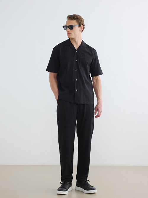 LCW Vision Siyah Regular Fit Keten Görünümlü Erkek Pantolon