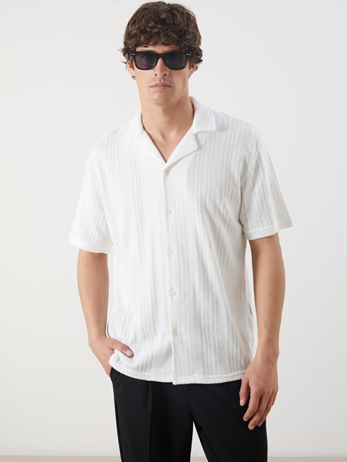 LCW Vision Beyaz Regular Fit Kısa Kollu Erkek Gömlek