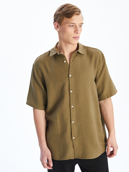 LCW Vision Haki Regular Fit Kısa Kollu Erkek Gömlek