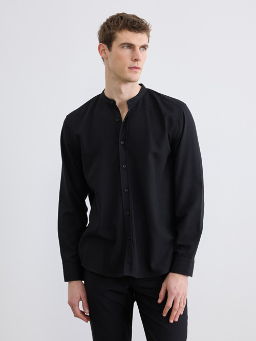 LCW Vision Siyah Regular Fit Hakim Yaka Erkek Gömlek