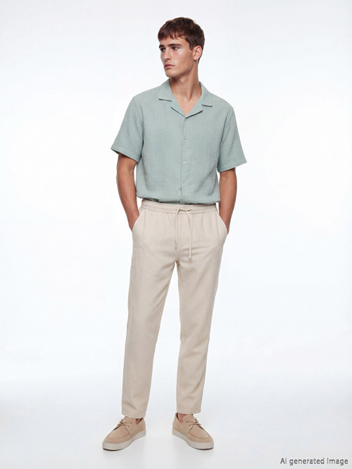 LCW Vision Bej Regular Fit Keten Görünümlü Erkek Pantolon