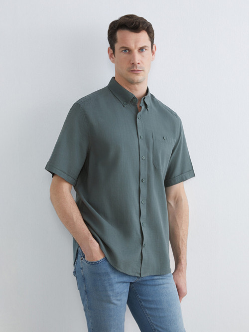 LCWAIKIKI Classic Yeşil Regular Fit Poplin Erkek Gömlek