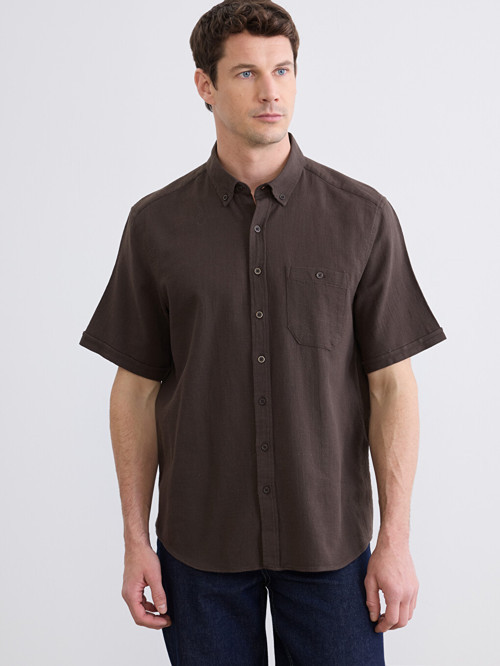 LCWAIKIKI Classic Kahverengi Regular Fit Poplin Erkek Gömlek