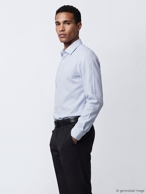 LCW BUSINESS Mavi Slim Fit Armürlü Erkek Gömlek