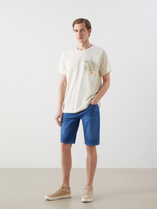 LCW ECO İndigo Süper Skinny Fit Erkek Jean Şort