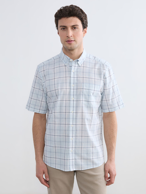 LCWAIKIKI Classic Mavi Regular Fit Ekose Poplin Erkek Gömlek
