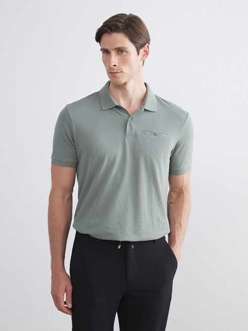 LCWAIKIKI Classic Yeşil Polo Yaka Pike Erkek Tişört