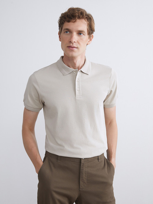 LCWAIKIKI Classic Bej Polo Yaka Erkek Tişört