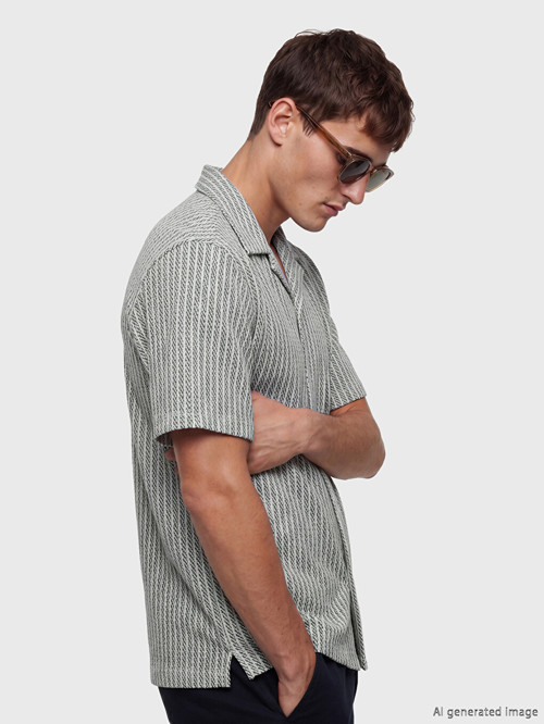 LCW Vision Beyaz Regular Fit Desenli Erkek Gömlek