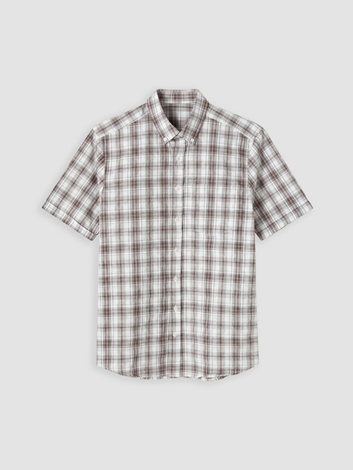 LCWAIKIKI Classic Kahverengi Regular Fit Ekose Poplin Erkek Gömlek