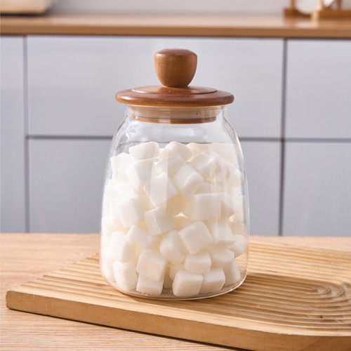 MİEN Akasya Kapaklı Borosilikat Konik Cam Kavanoz 1200 ml