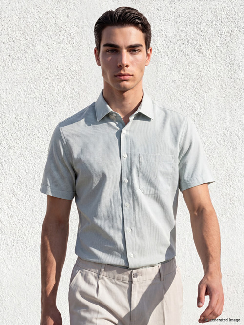 LCW BUSINESS Yeşil Regular Fit Desenli Erkek Gömlek