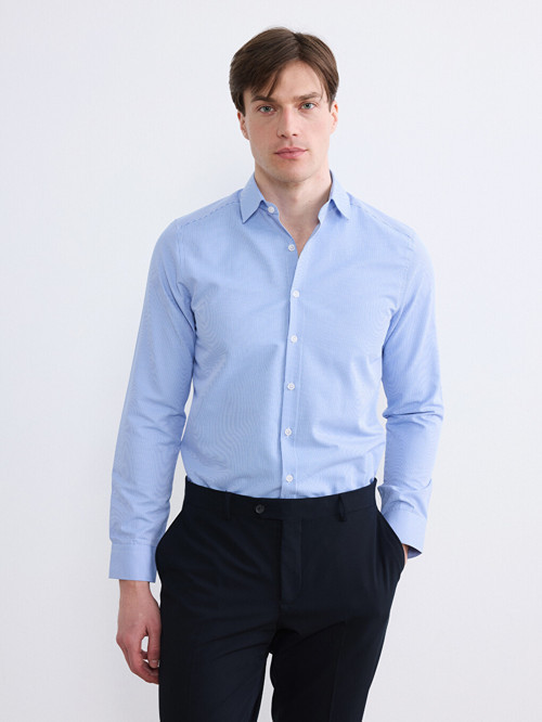 LCW BUSINESS Mavi Slim Fit Ekose Erkek Gömlek