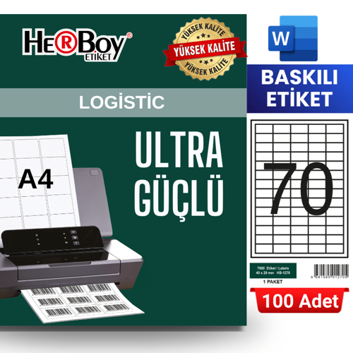 HB-1270 40 x 20 mm A4 Baskılı Laser Etiket (100 Adet)