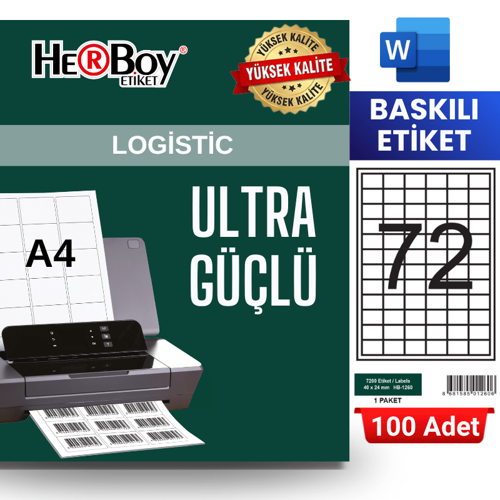HB-1260 40 x 24 mm A4 Baskılı Laser Etiket (100 Adet)