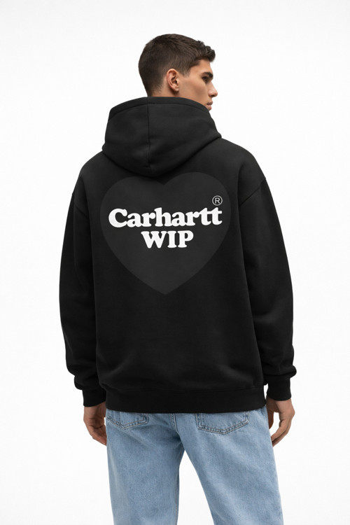 UNİSEX CARHART ÖN KALP SIRT LOGO BASKILI OVERSIZE %100 PAMUKLU NEFES ALAN SWEATSHIRT HOODIE