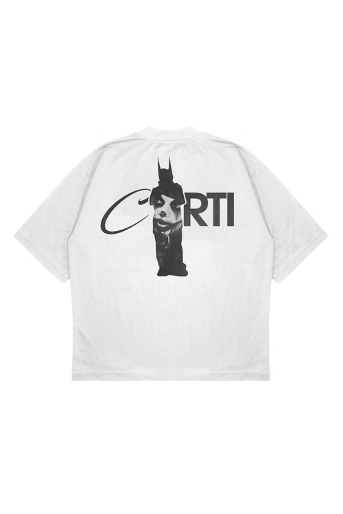 Unisex Carti Sırt Baskılı Oversize Kapüşonlu T-Shirt