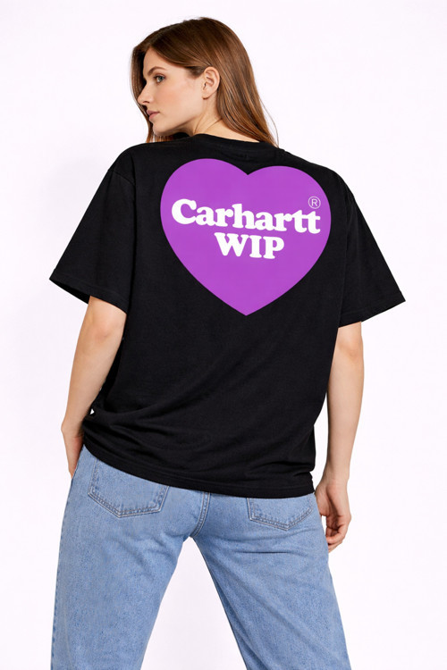 UNİSEX KADIN ERKEK CARHART WIP SIRT VE ÖN BASKILI OVERSİZE KALIN KUMAŞ BOL KESİM PAMUKLU T-SHİRT