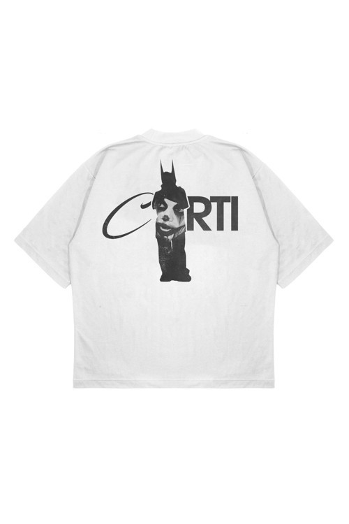 Unisex Carti Sırt Baskılı Oversize Kapüşonlu T-Shirt