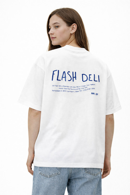UNİSEX NNN.07 FLASH DELİ ÖZEL SERİ SIRT BASKILI OVERSİZE KALIN KUMAŞ BOL KESİM PAMUKLU T-SHİRT
