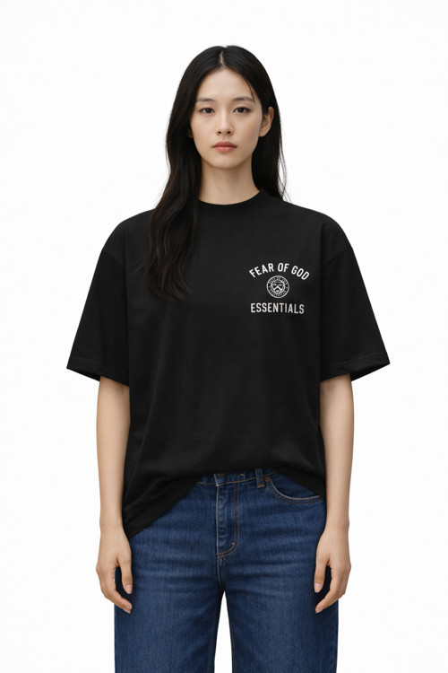 KADIN ERKEK UNİSEX FEAR OF GOD ESSENTIALS BASKILI OVERSİZE KALIN KUMAŞ BOL KESİM PAMUKLU T-SHİRT