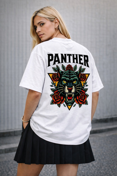 Unisex Old School Desenli Oversize T-Shirt
