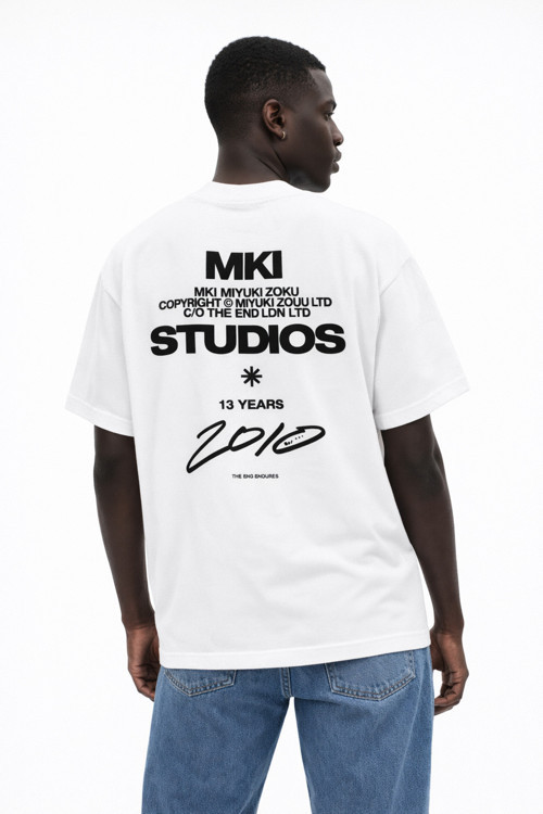 UNİSEX MKI STUDIOS ÖZEL TASARIM SIRT BASKILI OVERSİZE KALIN KUMAŞ BOL KESİM PAMUKLU T-SHİRT