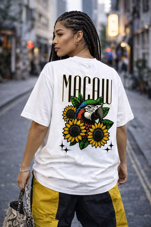 Unisex Old School Desenli Oversize Kalın Kumaş Bol Kalıp T-Shirt