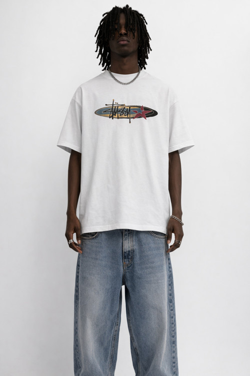 KADIN ERKEK UNİSEX NEW STUSSY LOGO ÖN BASKILI OVERSİZE KALIN KUMAŞ BOL KESİM PAMUKLU T-SHİRT