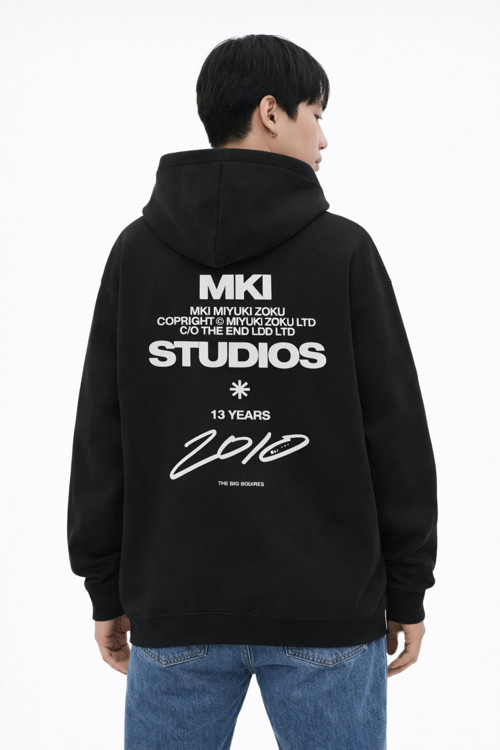UNİSEX MKI STUDYO YAZILI SIRT BASKI OVERSIZE %100 PAMUKLU NEFES ALAN SWEATSHIRT HOODIE