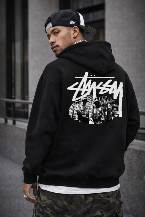STUSSY İKİLİ ADAM SIRT BASKILI OVERSIZE UNISEX %100 PAMUKLU NEFES ALAN SWEATSHIRT HOODIE