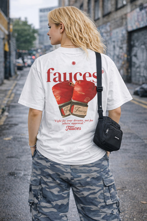 Fauces Baskılı Oversize Kalın Kumaş Bol Kalıp Unisex T-Shirt