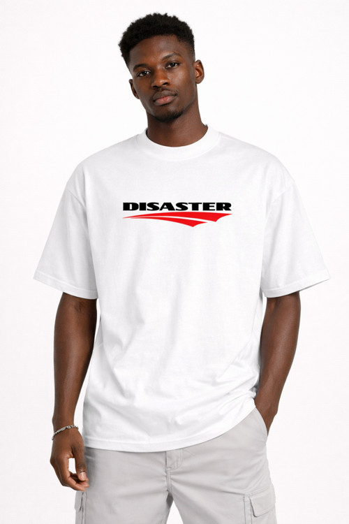 Dısaster Ön Baskılı Oversize Kalın Kumaş Bol Kalıp T-Shirt